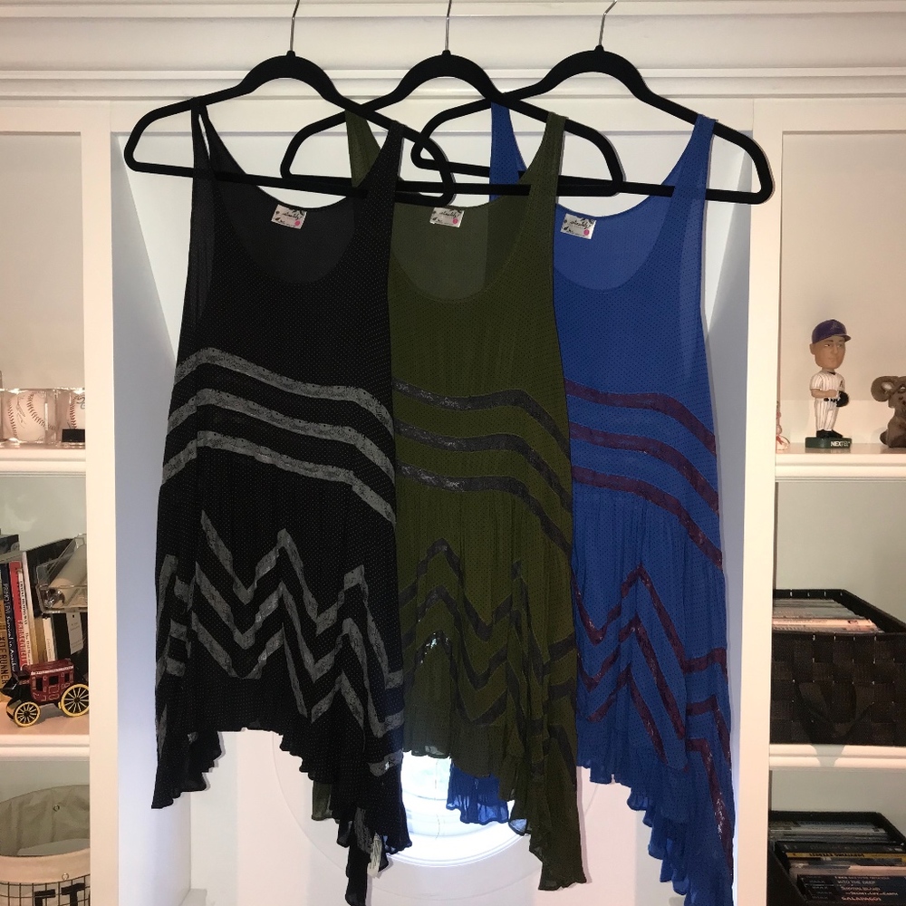 *BLUE* Free People Voile and Lace Trapeze Slip